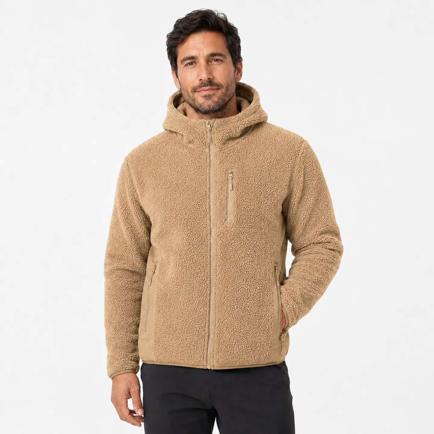 Chaqueta Polar Sherpa Hombre con Gorro 7