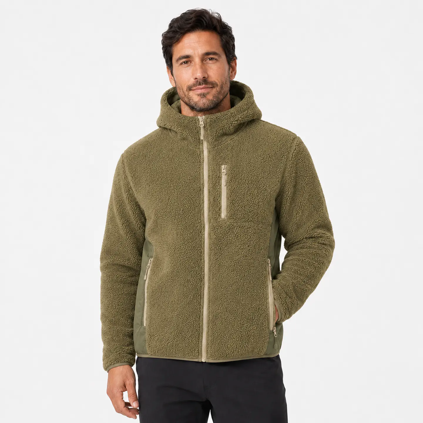 Chaqueta Polar Sherpa Hombre con Gorro 13