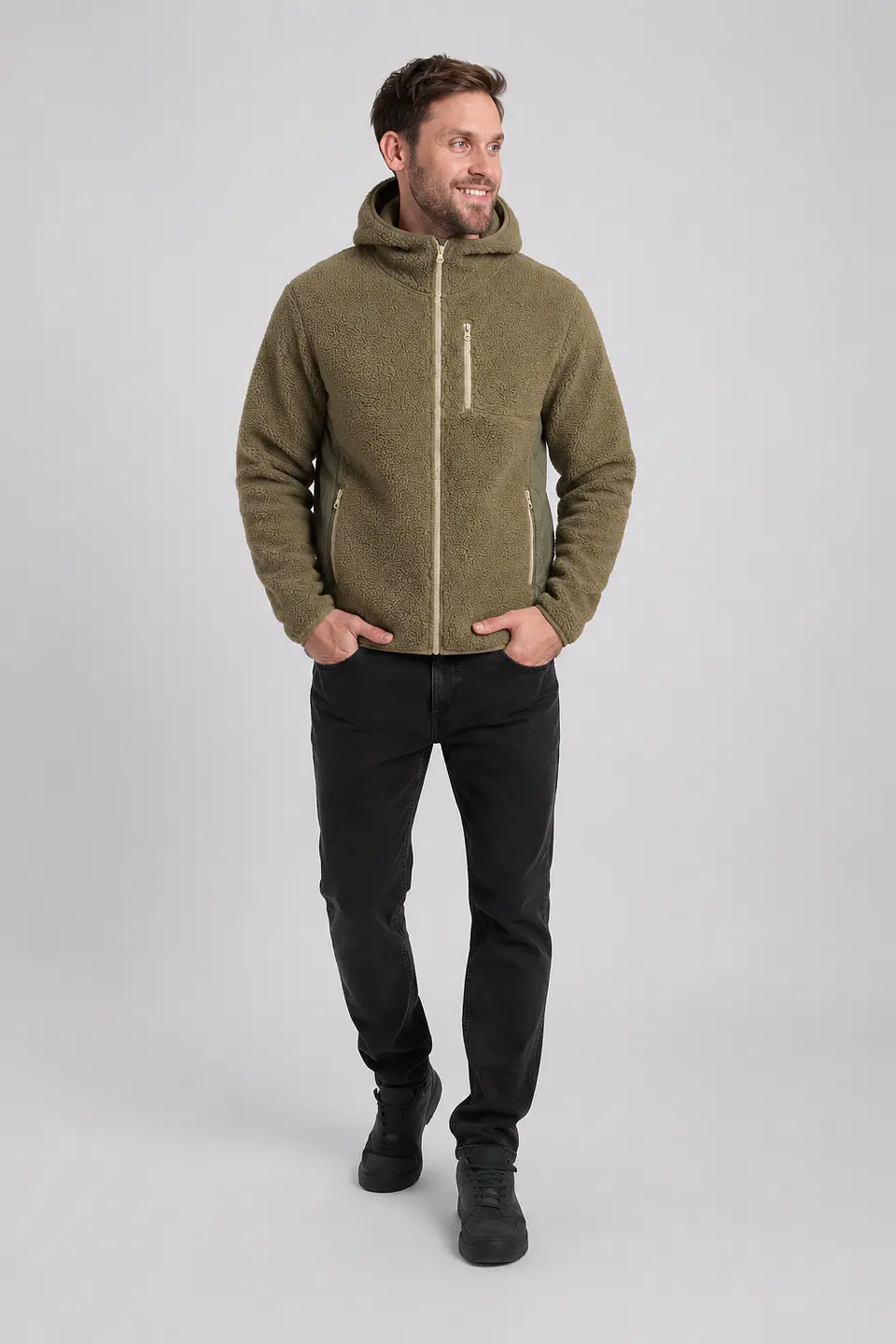 Chaqueta Polar Sherpa Hombre con Gorro 14