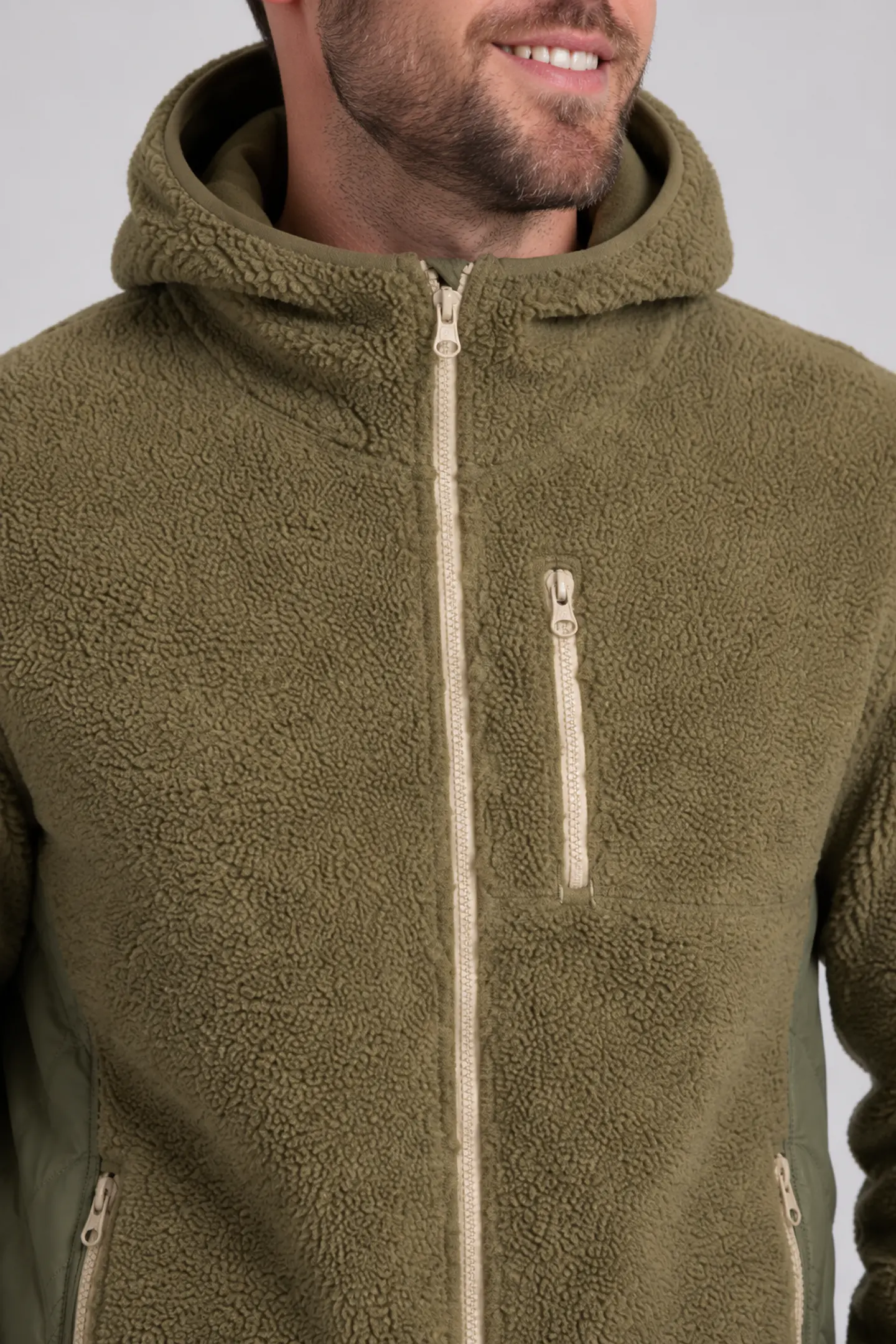 Chaqueta Polar Sherpa Hombre con Gorro 18
