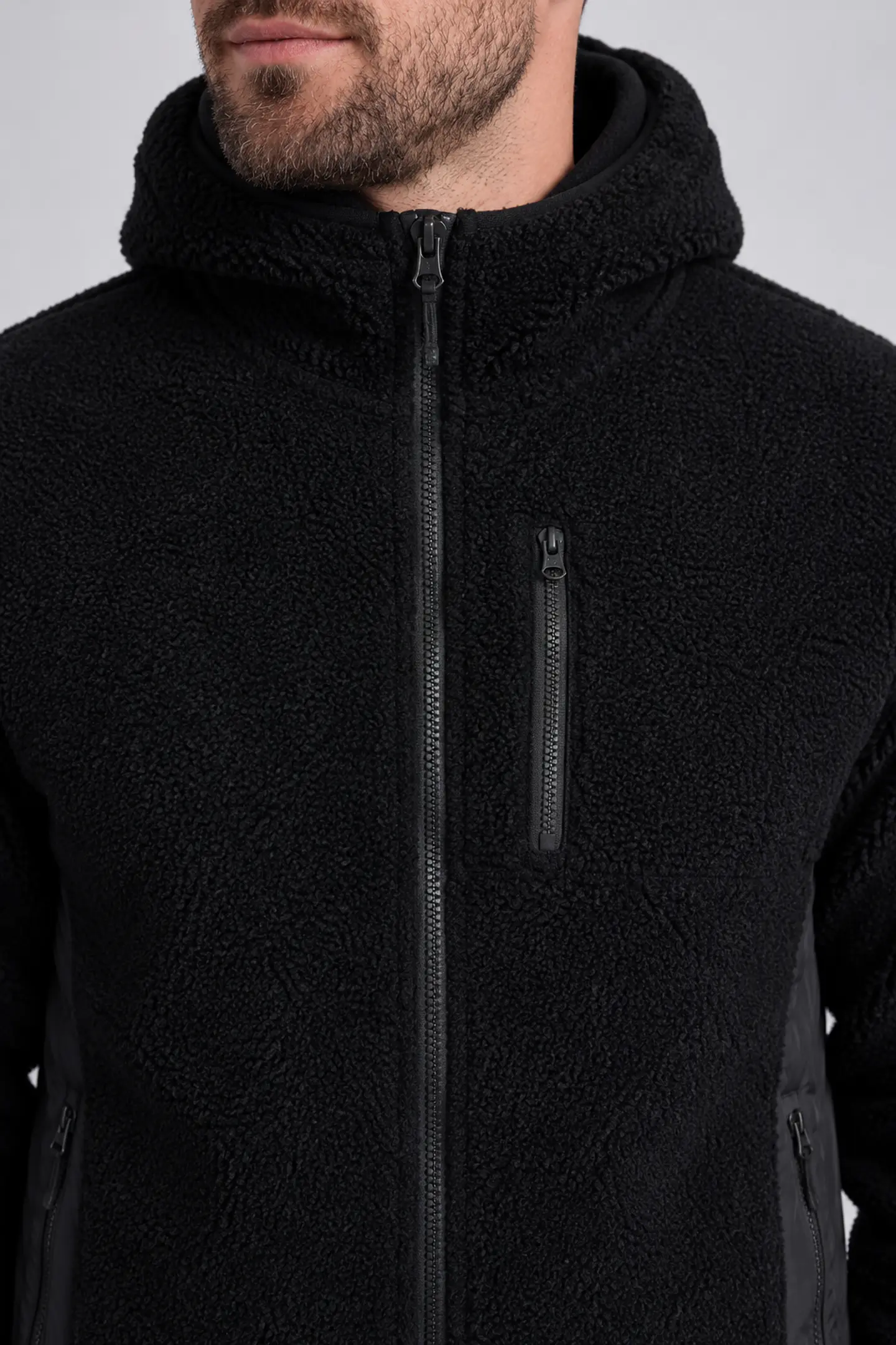 Chaqueta Polar Sherpa Hombre con Gorro 2