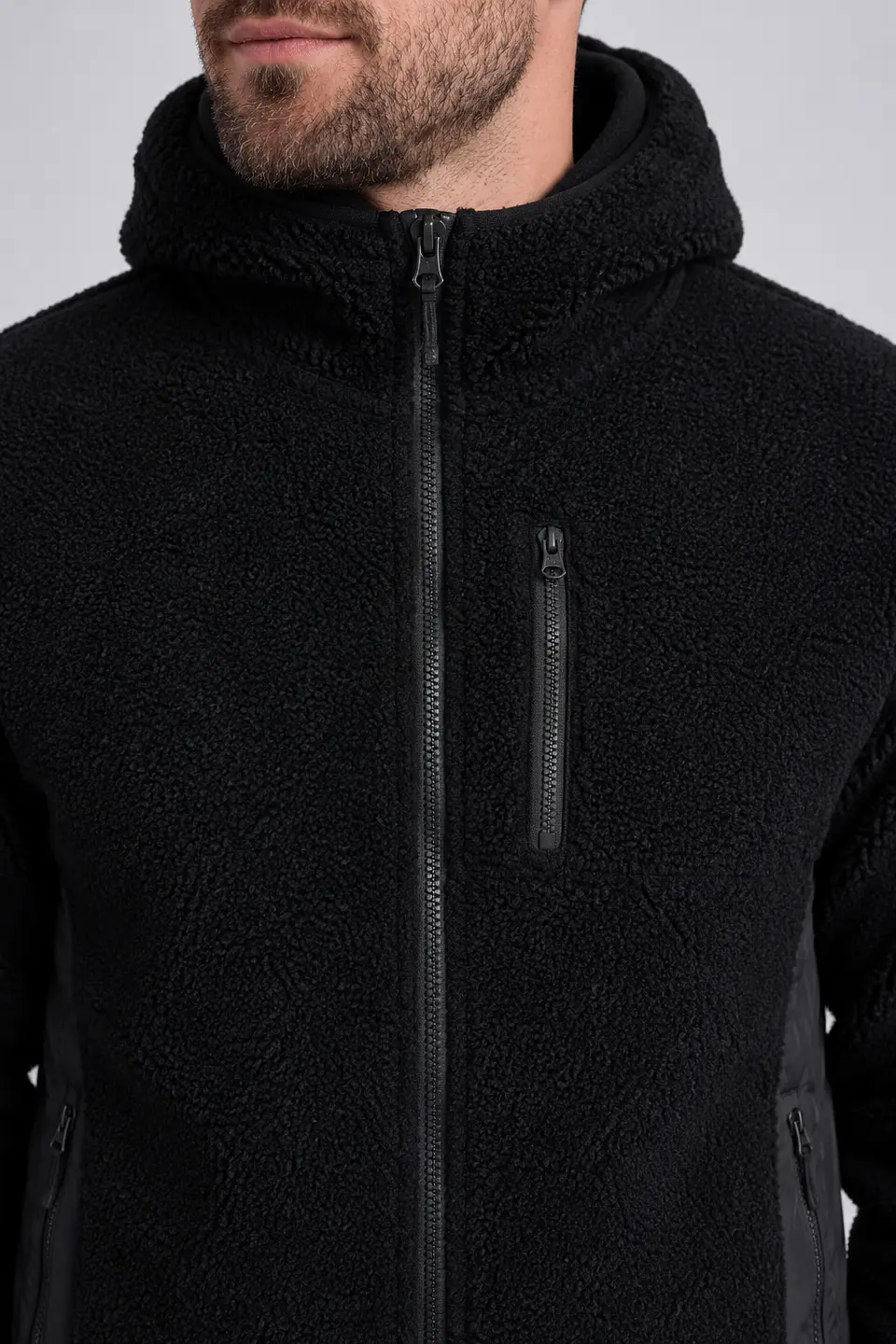Chaqueta Polar Sherpa Hombre con Gorro 2