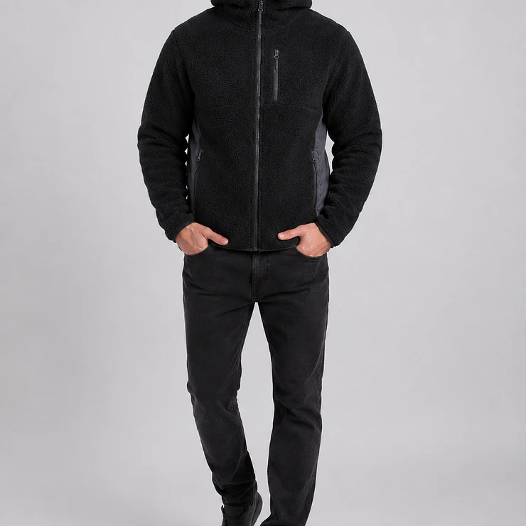 Chaqueta Polar Sherpa Hombre con Gorro 5