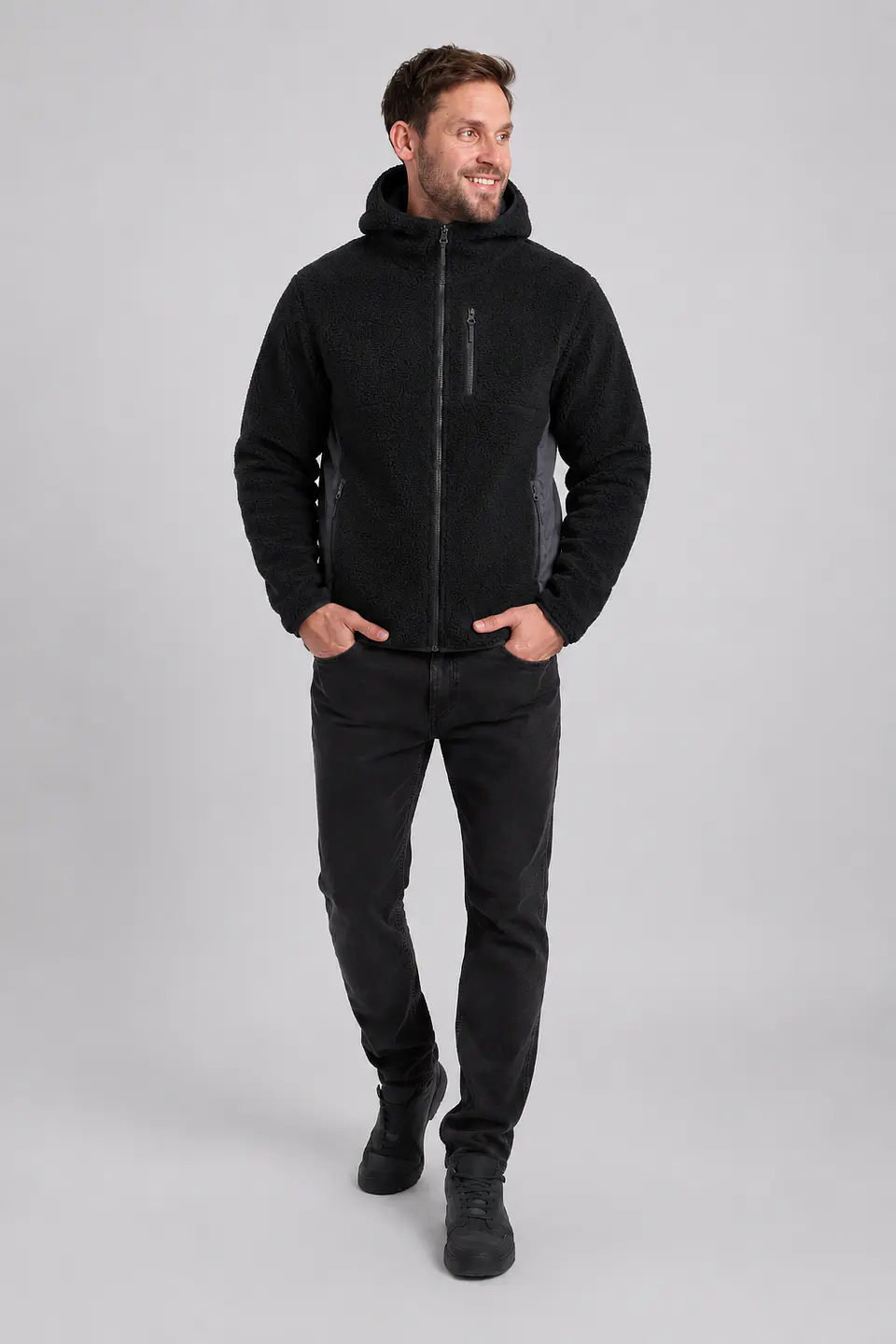 Chaqueta Polar Sherpa Hombre con Gorro 5