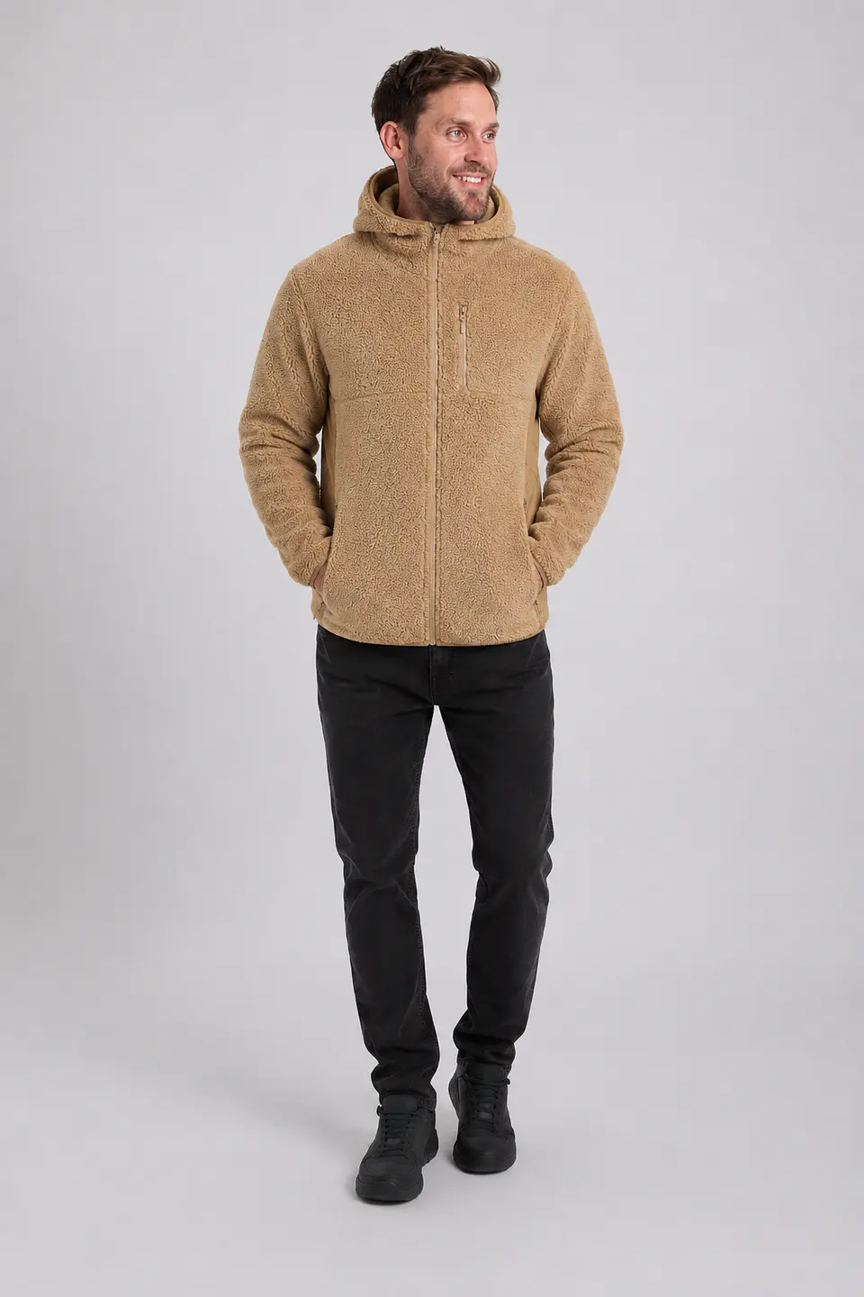 Chaqueta Polar Sherpa Hombre con Gorro 9