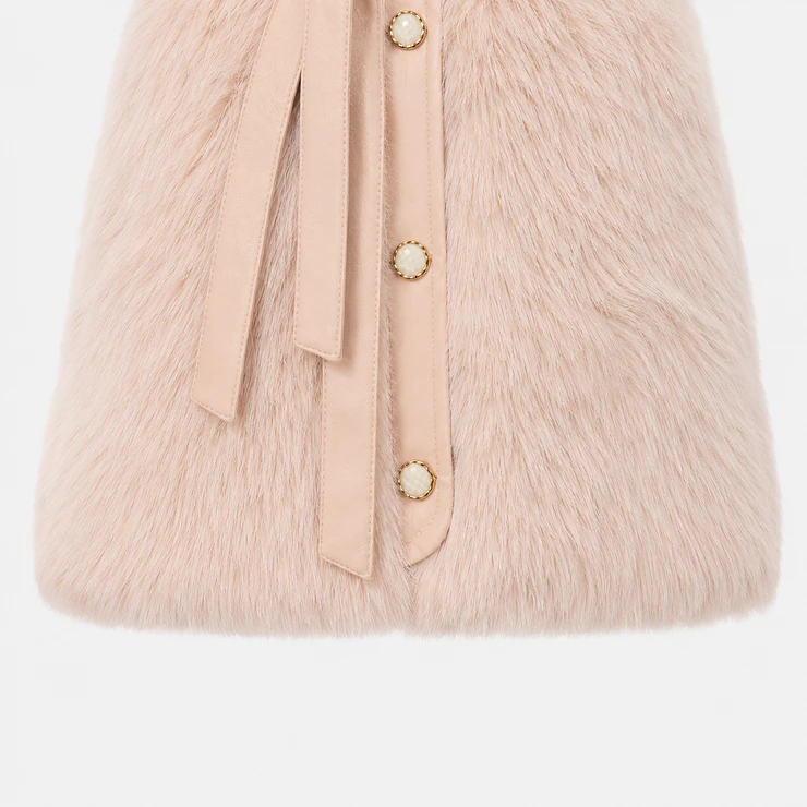 Abrigo Corto de Faux Fur con Forro Acolchado 3