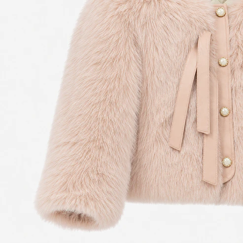 Abrigo Corto de Faux Fur con Forro Acolchado 6