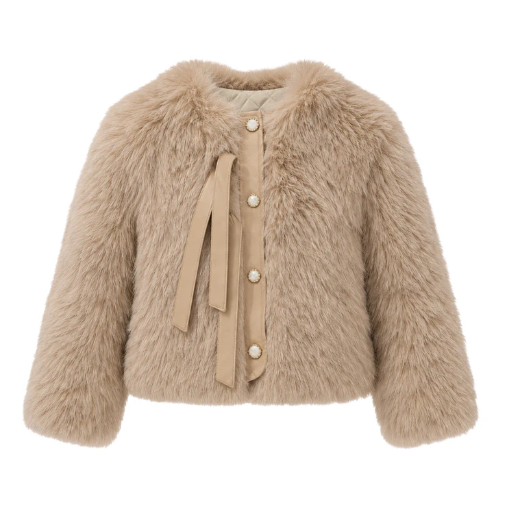 Abrigo Corto de Faux Fur con Forro Acolchado 9