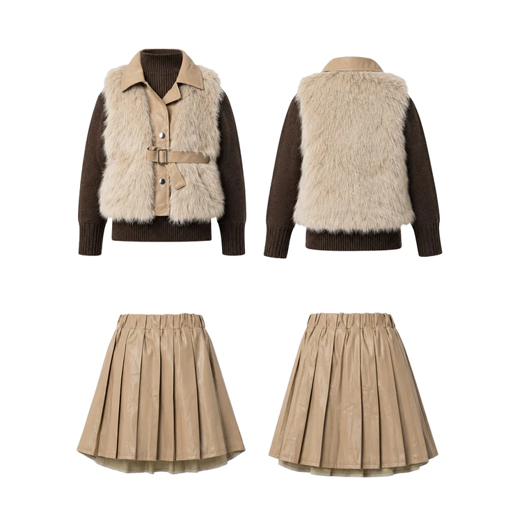 Conjunto Infantil Elegance  3 Piezas con Abrigo Faux Fur 2