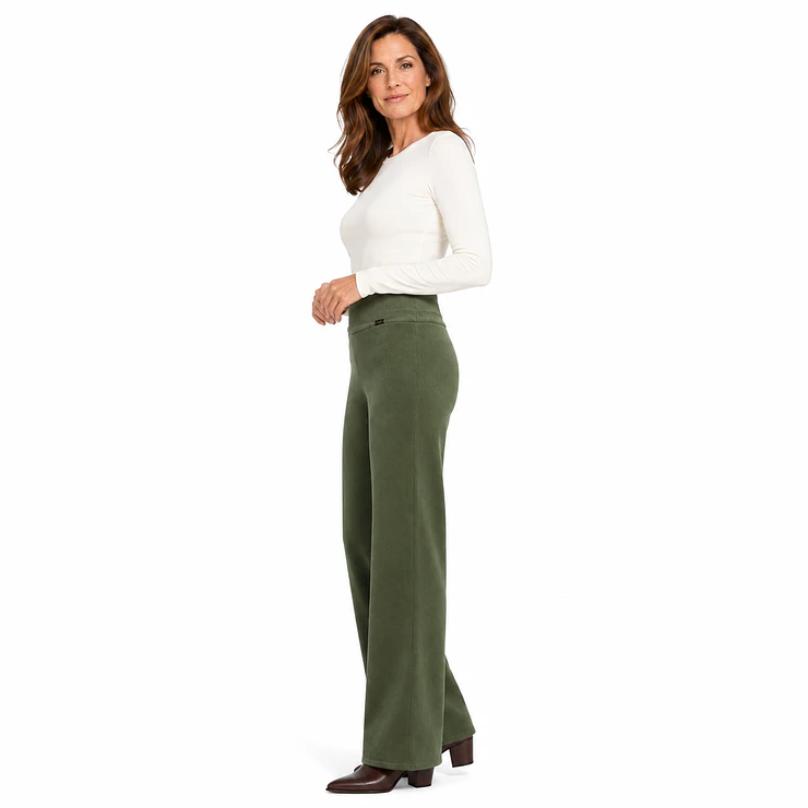 Pantalón Recto Cotelé Forrado en Polar  13