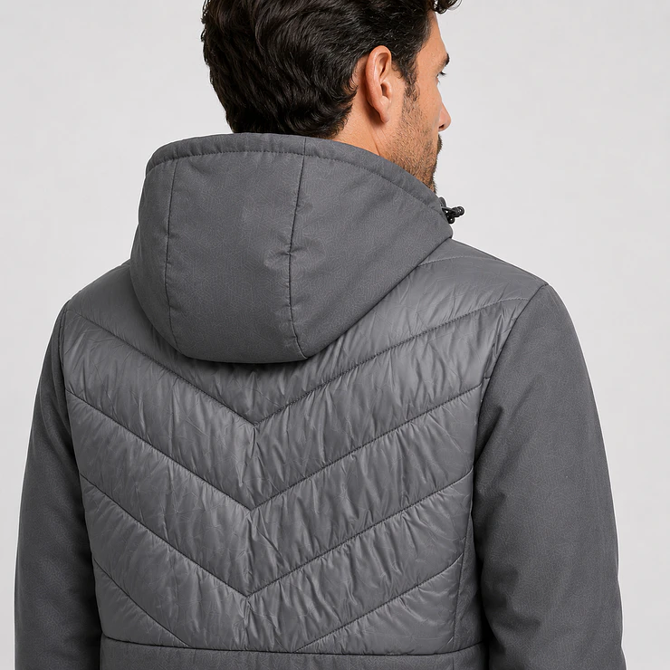 Chaqueta Híbrida Outdoor Hombre con Capucha – Diseño Acolchado Premium 2