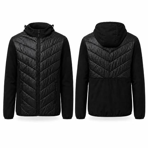 Chaqueta Híbrida Outdoor Hombre con Capucha – Diseño Acolchado Premium 7