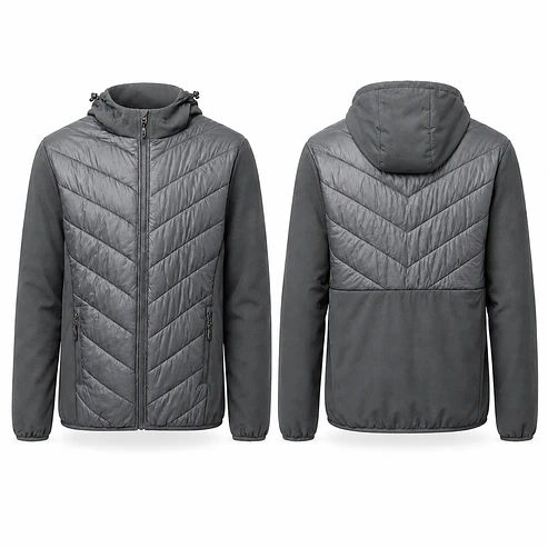 Chaqueta Híbrida Outdoor Hombre con Capucha – Diseño Acolchado Premium 8