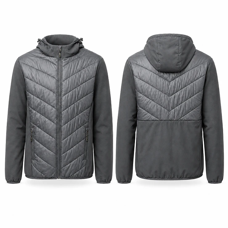 Chaqueta Híbrida Outdoor Hombre con Capucha – Diseño Acolchado Premium 8