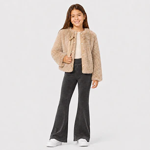 Calza Flare Wide Cotele  Forrada en Micropolar para Niñas 