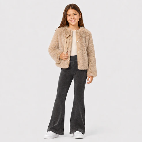 Calza Flare Wide Cotele  Forrada en Micropolar para Niñas  2