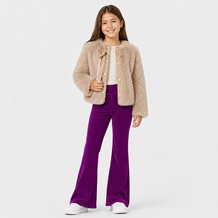 Calza Flare Wide Cotele  Forrada en Micropolar para Niñas 