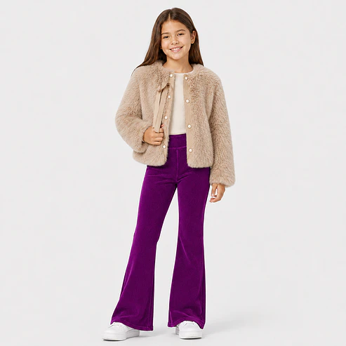 Calza Flare Wide Cotele  Forrada en Micropolar para Niñas  1