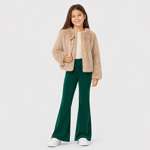 Calza Flare Wide Cotele  Forrada en Micropolar para Niñas  4