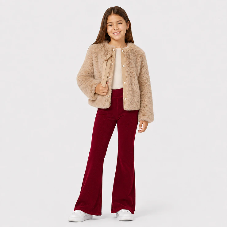 Calza Flare Wide Cotele  Forrada en Micropolar para Niñas  5