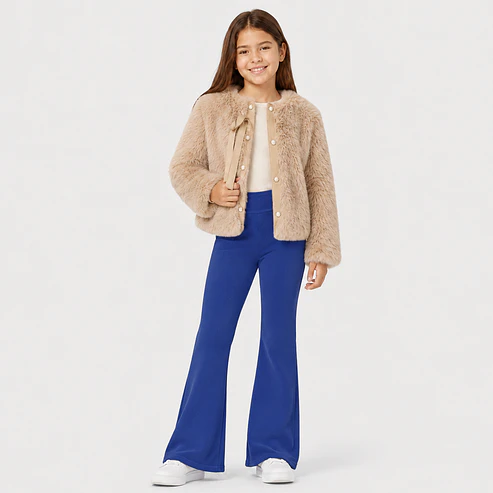 Calza Flare Wide Cotele  Forrada en Micropolar para Niñas  6