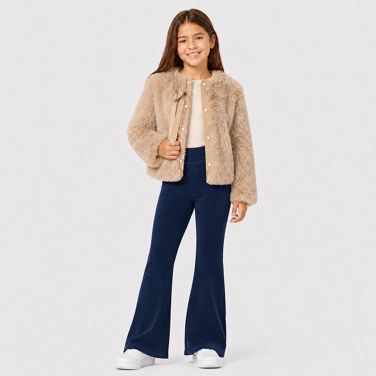 Calza Flare Wide Cotele  Forrada en Micropolar para Niñas  7