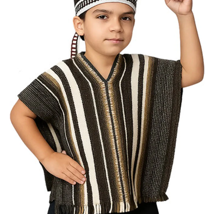 Poncho Mapuche Niños + Trarilonco  1