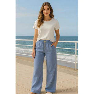 Jeans Palazzo Mujer Tela Liviana, Cómoda Y Suave