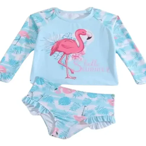 Traje De Baño De Dos Piezas Para Niña Con Uf+ 1