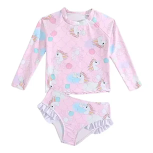 Traje De Baño De Dos Piezas Para Niña Con Uf+