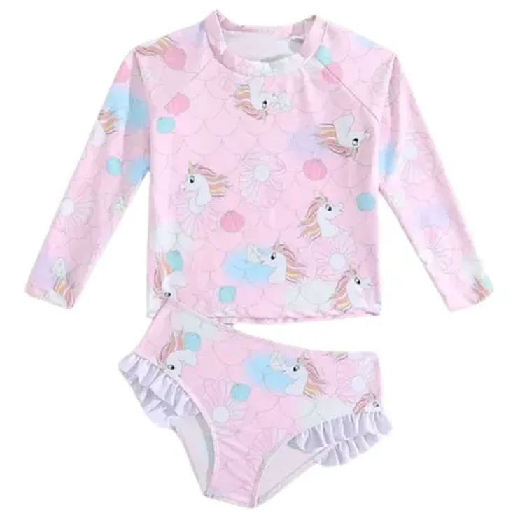 Traje De Baño De Dos Piezas Para Niña Con Uf+ 1