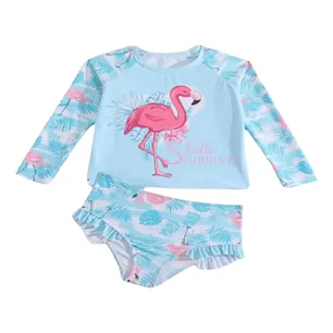 Traje De Baño De Dos Piezas Para Niña Con Uf+