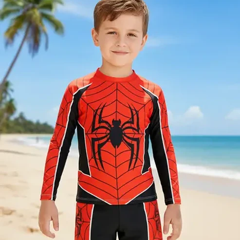 Traje De Baño Spiderman, Diseño Hombre Araña Para Niños 1