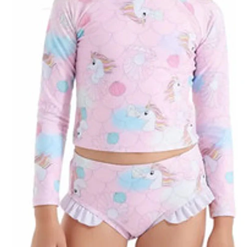 Traje De Baño De Dos Piezas Para Niña Con Uf+ 3