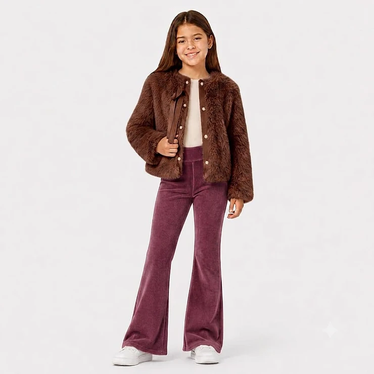 Calza Flare Wide Cotele  Forrada en Micropolar para Niñas  8