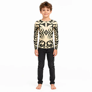 Polera Infantil Diseño Tatuaje Tribal Manga Larga