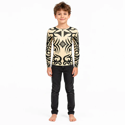 Polera Infantil Diseño Tatuaje Tribal Manga Larga