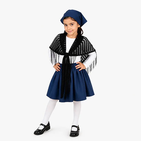 Típico Chilote Niña Falda Puntilla y Pañuelo 4