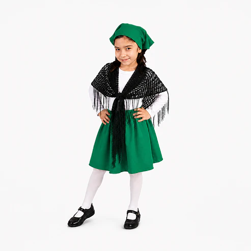 Típico Chilote Niña Falda Puntilla y Pañuelo 6