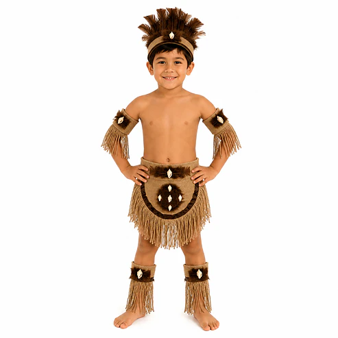 Traje Típico Pascuense Café para Niño – 5 Piezas 7