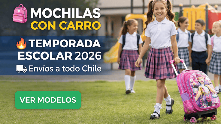 Mochila Escolar 3D con Carro + Lonchera y Estuche