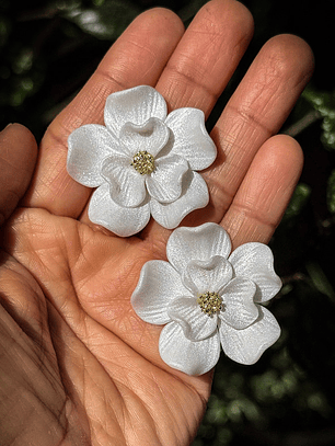 Laurel en flor midi Blanco-Dorado