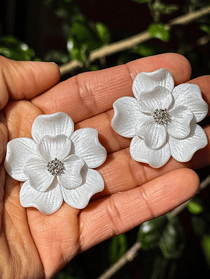 Laurel en flor midi Blanco-Plateado