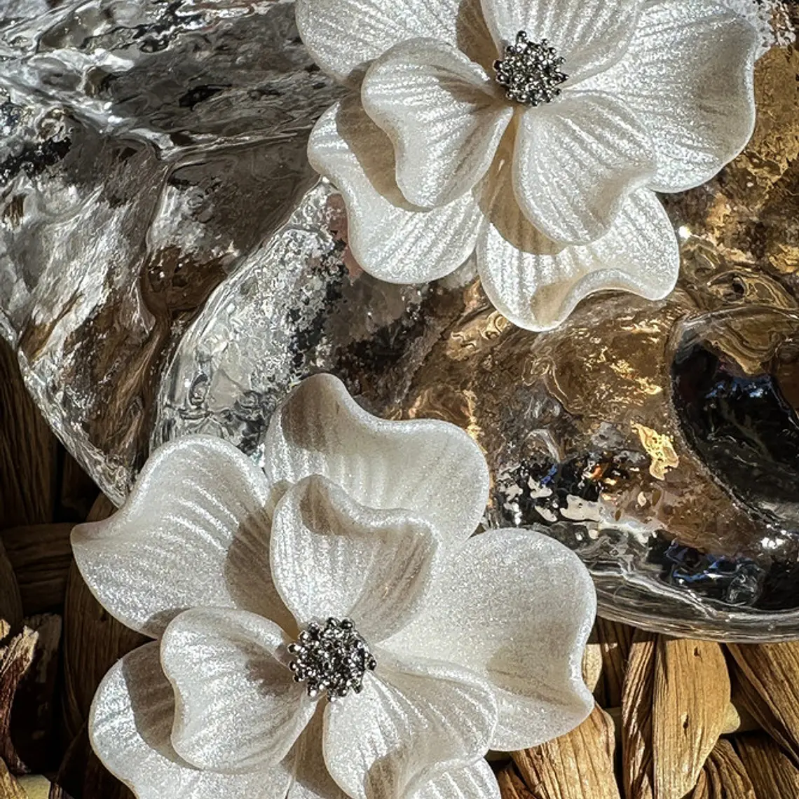 Laurel en flor midi Blanco-Plateado 2