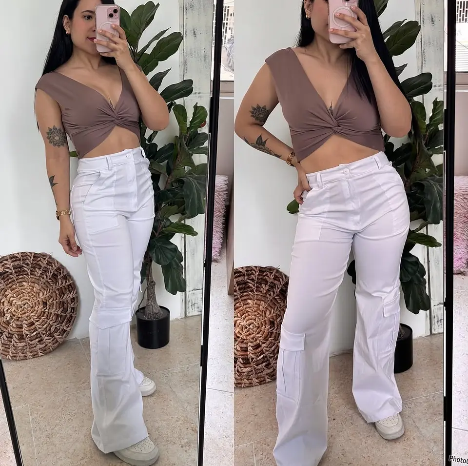 Pantalon Cargo Wide-Leg 3