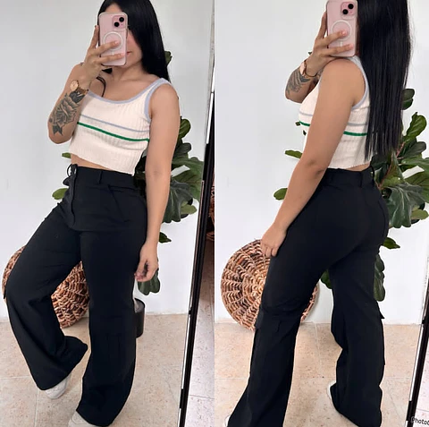 Pantalon Cargo Wide-Leg