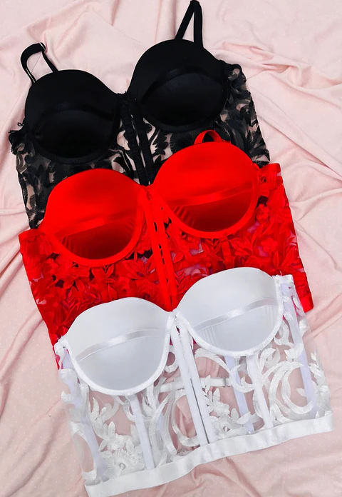 Corset Bustier De Encaje Floral