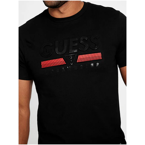 Camiseta Guess Los Angeles En Relieve Con Rojo
