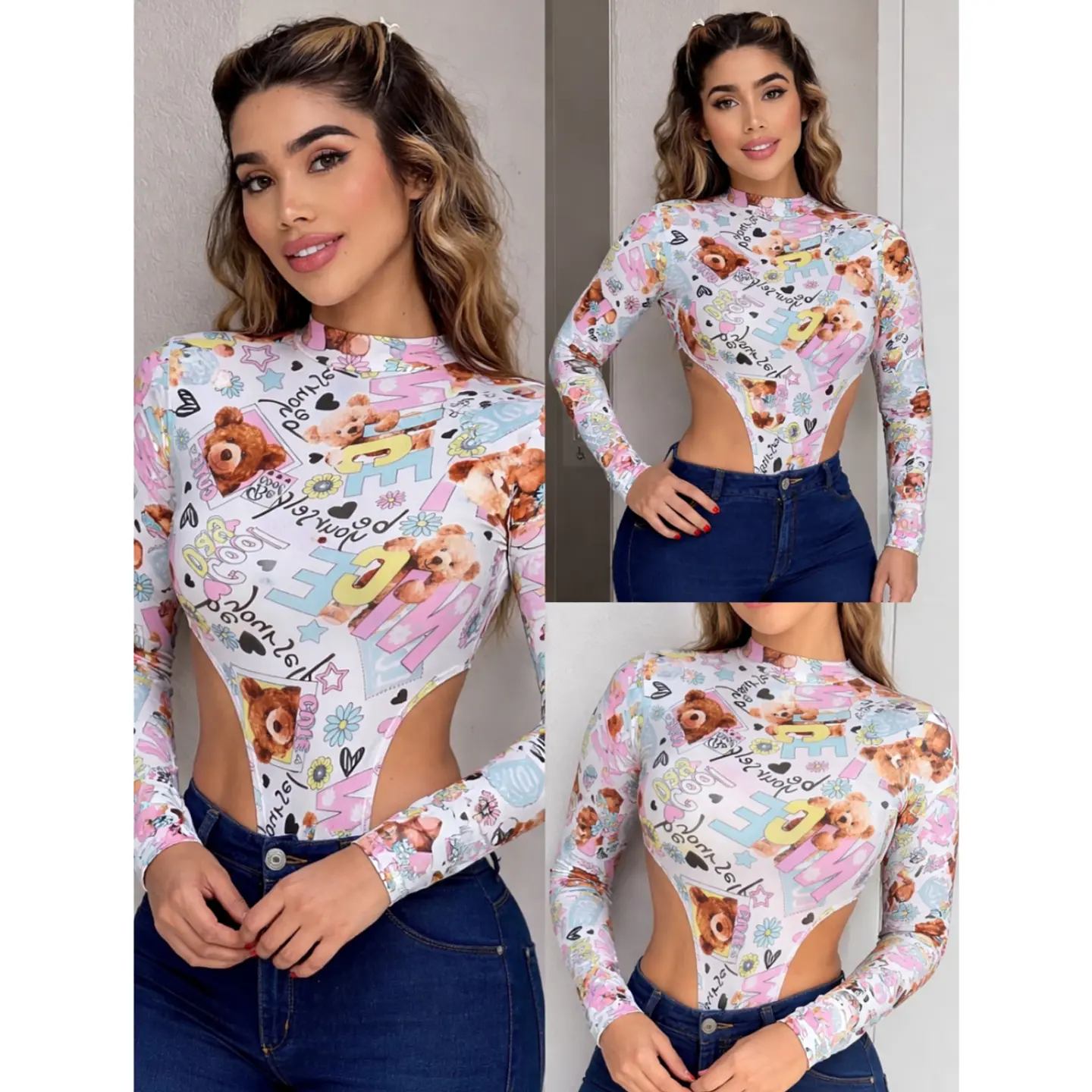 Body Manga Larga Con Estampados 1