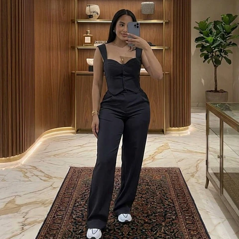Conjunto de Top Corset y Pantalón Acampanado